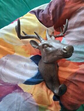 Rustic Brown Deer Head Wall Accent - Brown